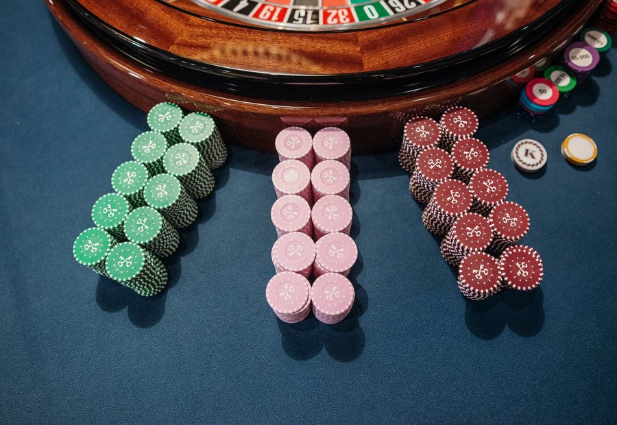 Roulette wheel in low light