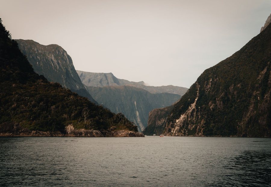 Milford Sound cliffs and water