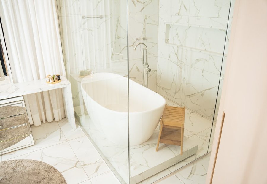 Suite bathroom with freestanding bath